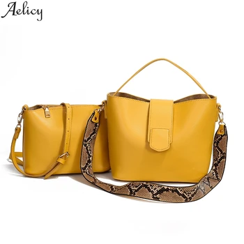 

Aelicy Women's Fashion Composite Bag Lady Elegant Temperament Fresh Color Versatile Pu Leather Shoulder Bag 2pcs Handbag Totes