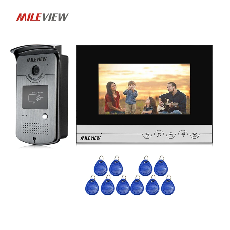 

Free Shipping New 7" Color Screen LCD Video Door Phone Intercom System + 1 Monitor + Metal RFID Reader Access Doorbell Camera