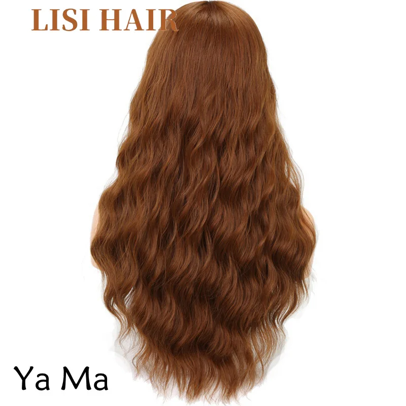 LISI HAIR 2" длинные смешанные коричневые женские парики с челкой водная волна Жаростойкие синтетические парики для женщин афро-американские