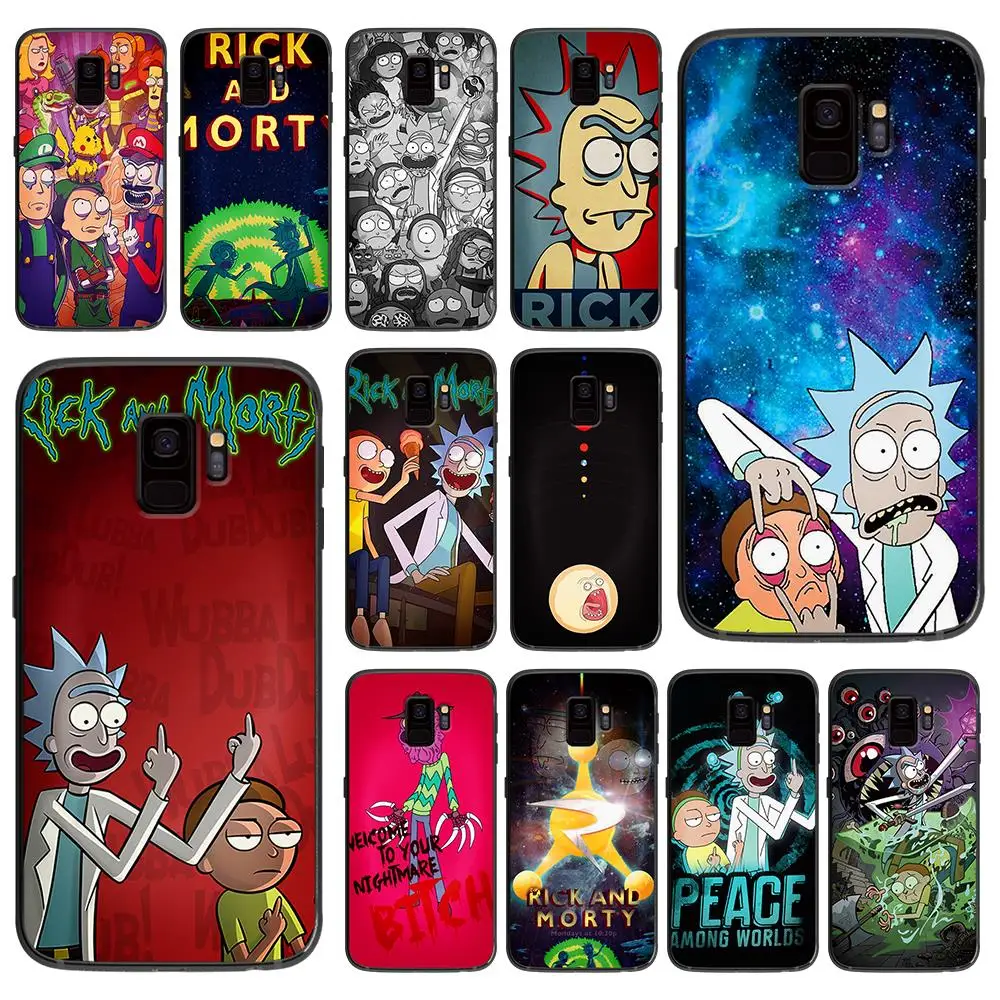 Мягкий чехол Рик и Морти для samsung Galaxy S6 S7 S8 S9 S10e Plus Note 8 9 черный силиконовый s |