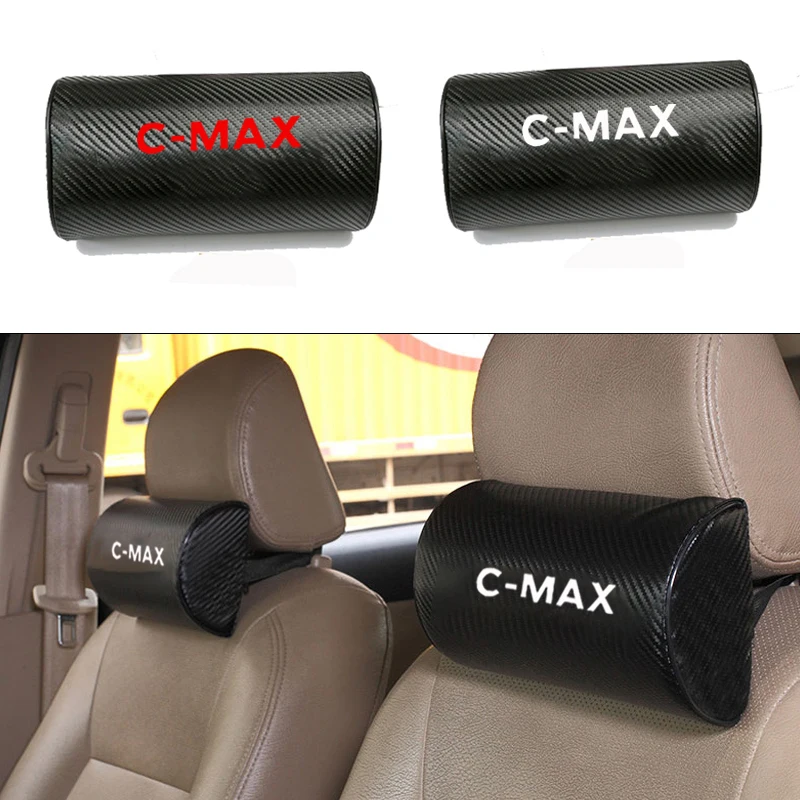 

Carbon Fiber Texture PU Leather Auto Safety Pillow Car Auto Seat Head Neck Rest Cushion Headrest Pillow Pad For Ford Cmax C-max