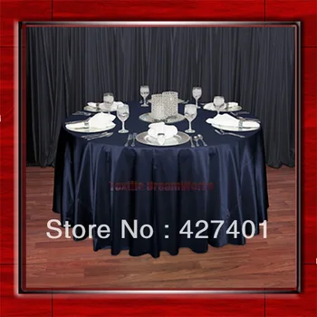 

Hot Sale Navy Shaped Poly Satin Table Cloth Wedding Meeting Party Round Tablecloths/Table Linen (128" Round )