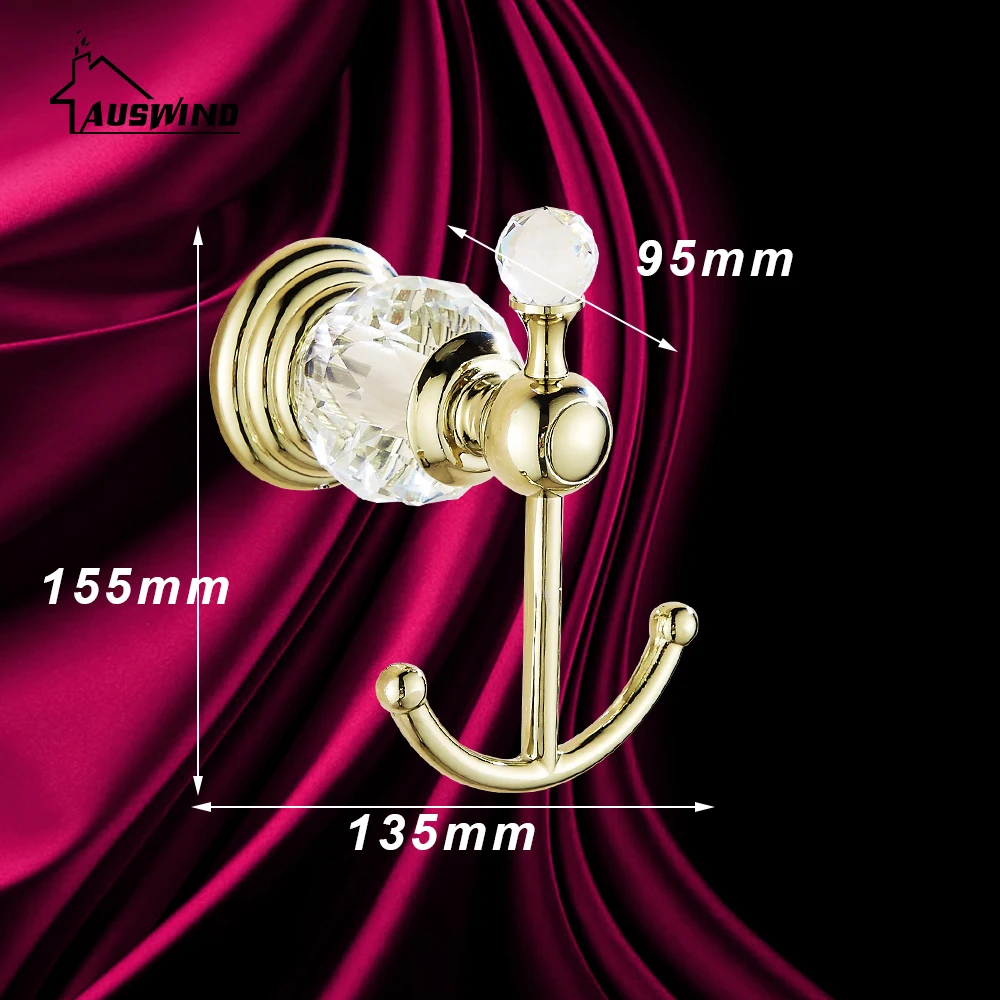 Античная полированная настенная вешалка хрустальные крючки для халатов твердая