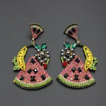 Модный микро-набор в стиле барокко, цветные сверла, банан, арбуз, серьги, Т-станция, модные серьги 448