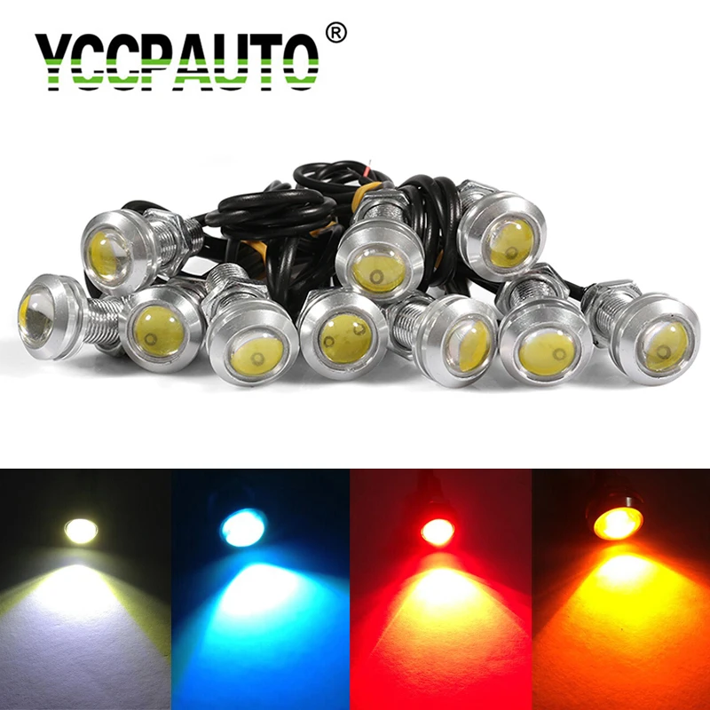 

YCCPAUTO 18MM Eagle Eye LED Daytime Running Lights DRL Car COB Fog Light Bulbs Auto Reverse Parking Lamp Waterproof 12V 10Pcs