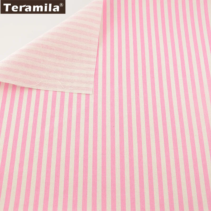 Sewing Material Tissu Tablecloth Pillow Bag Curtain Cushion Pink Strips Design TERAMILA Home Textile Cotton Linen Fabric|cotton linen fabric|linen
