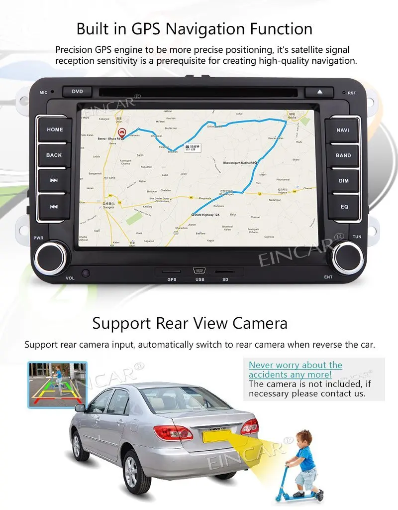 Excellent Car Radio Stereo Touch Screen 2Din Head Unit Receiver GPS Navigation with Bluetooth CD DVD for Volkswagen VW Passat Golf MK5 2