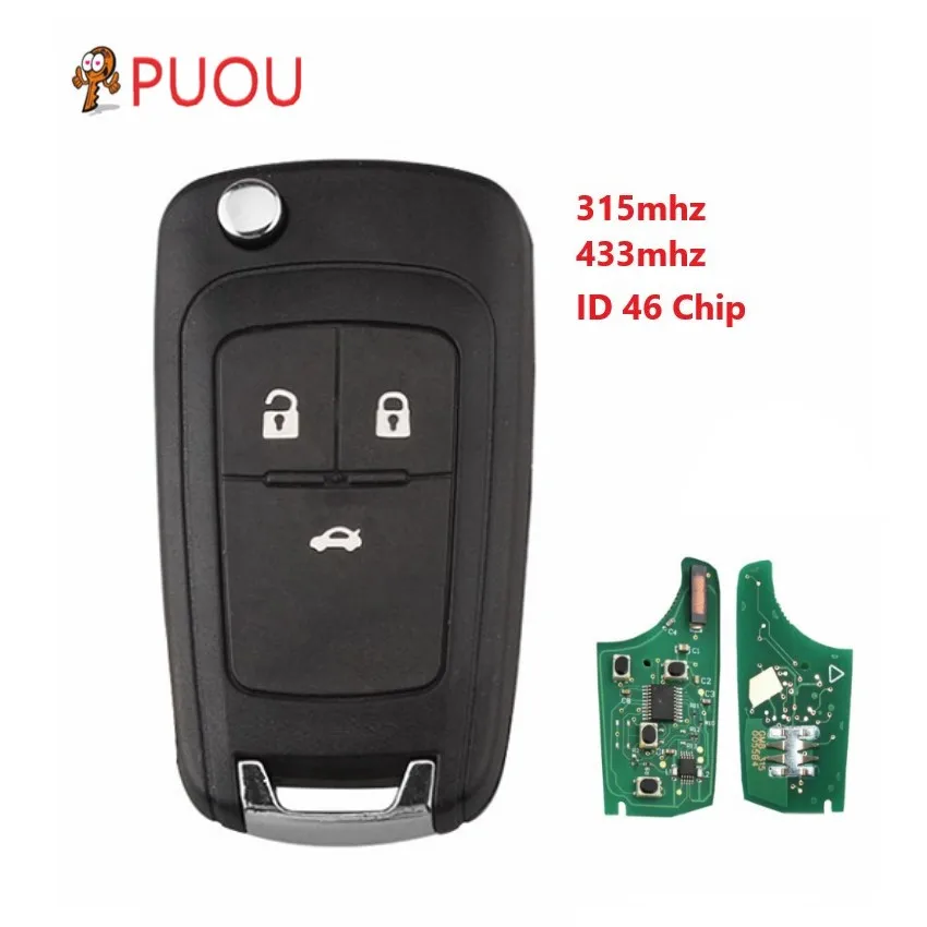 

Folding Remote Key Flip Smart Car Key for Chevrolet 433Mhz&315Mhz ID 46 Chip HU100 Uncut Blade