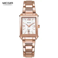 Megir Stainless Steel Bracelet Date Analogue Display Quartz Watch for Ladies Girls Luxury Simple Rose Gold Wristwatch for Women Megir Stainless Steel Bracelet Date Analogue Display Quartz Watch for Ladies Girls Luxury Simple Rose Gold Wristwatch for Women