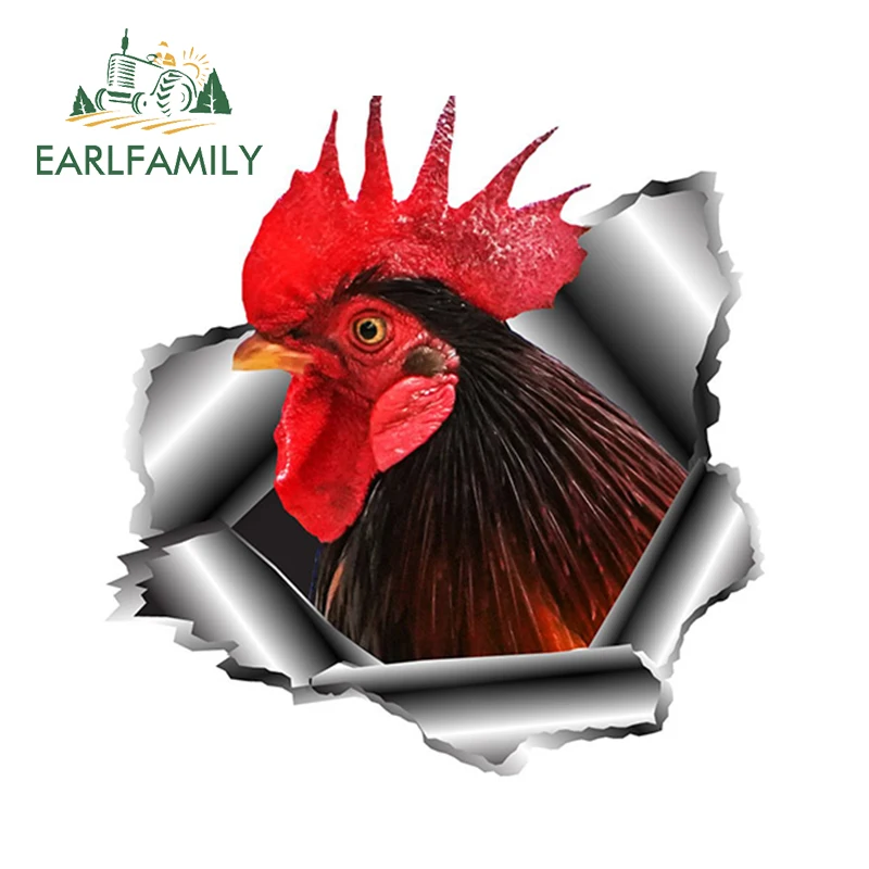 EARLFAMILY 13 см x 12 6 3D виниловая наклейка с петухом рваная металлическая s украшение