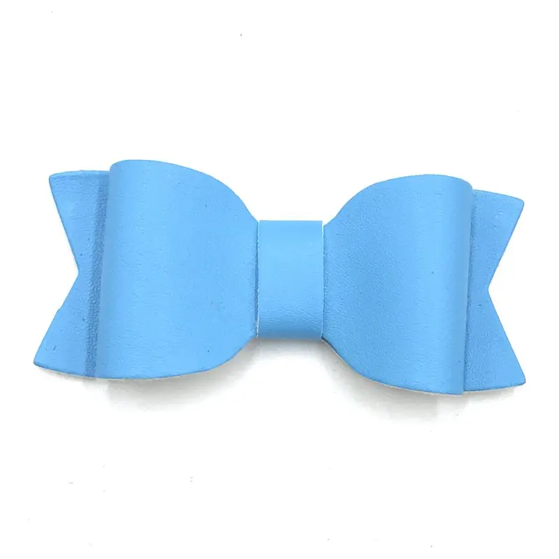 blue 2 шт., розничная, модный бант из искусственной кожи 3 дюйма с зажимами, европейские аксессуары для волос, повязка на голову, бандо, лента для волос, однотонный кожаный бант - Цвет: blue