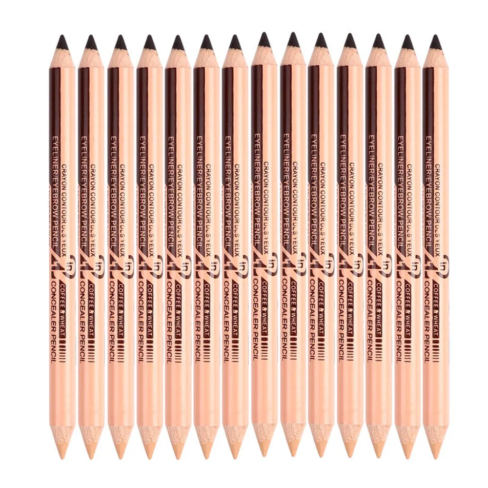 Hot Menow P09015 12pcs/set Cosmetic 2 in 1 pencil makeup Concealer+Eyebrow Pencil Two-head Pencils Long lasting easy to apply