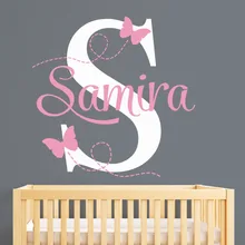 Индивидуальные бабочки с именами наклейки на стену для детской комнаты персонализированные Девушка Имя спальня настенная живопись садик Pic детские наклейки на стену JW05