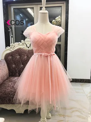 XCOS Sweet Memory Red Bridesmaid Dresses criss-cross Short Wedding Party Prom Dress SW0030 Good Quality Promotion Clean Stock - Color: Coral