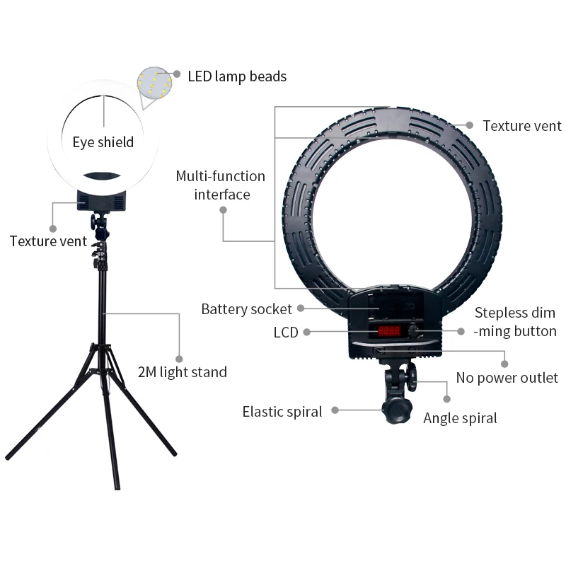  14 Inch Dimmable Selfie LED Ring Light for Make Up Camera for Youtube Video Continuous Lighting Pho - 33020589313