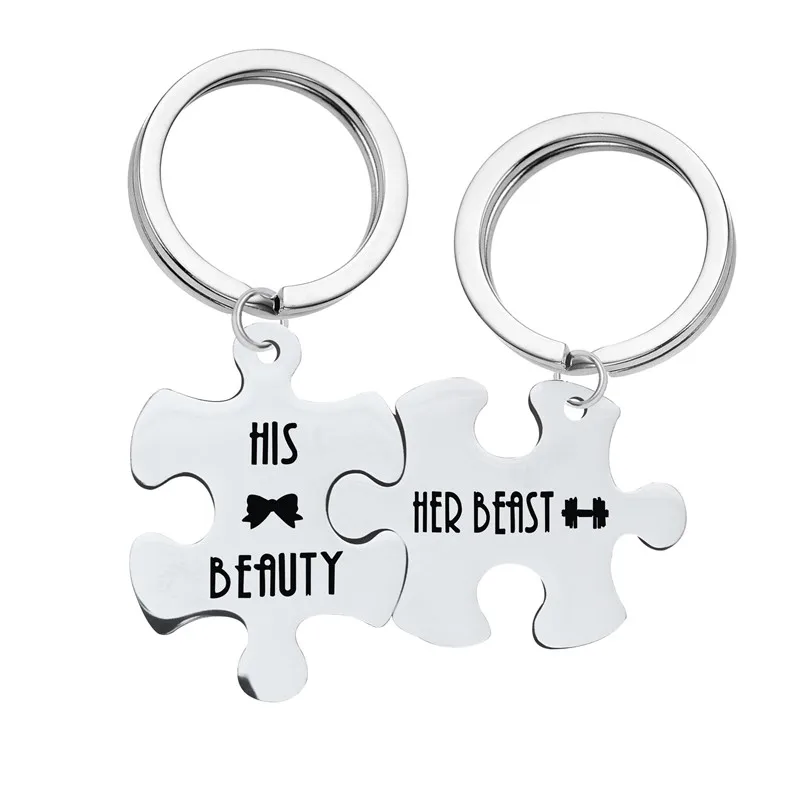 2 шт./компл. брелок с надписью «His Beauty,Her Beast»