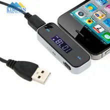 От DHL или FedEx, 50 шт в наборе, Беспроводной 3,5 мм Автомобильный ЖК-дисплей FM кабель передатчика для iPhone 4S 5S 6 ipod Touch горячая распродажа