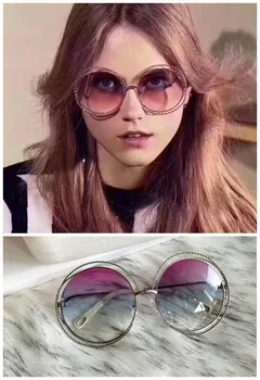 

LKK Women's fashion sunglasses Vintage hemp flower round sunglasses luxury brand women's sunglasses