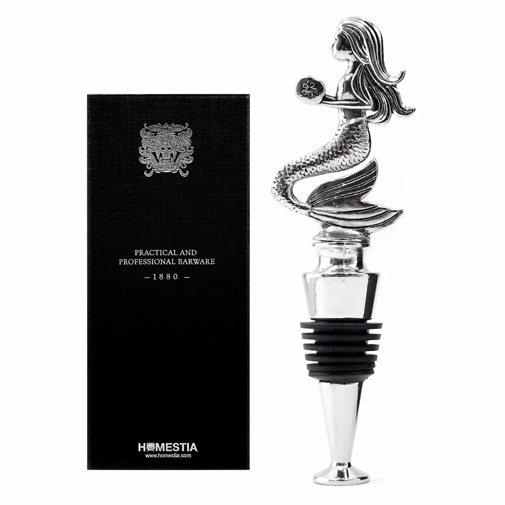 Bottle Stopper Elegant Silver Mermaid Red Wine Stopper Champagne Wine