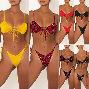 

Sexy Womens Bikinis Bra Push Up Strappy Swimwear Set 2019 Micro Triangle Cheeky G-String Brazilian Thong Swimsuit