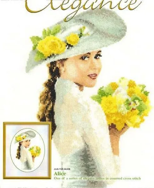 CS-1536 Cross Stitch Kit Alice with Yellow Roses Lady Woman Girl.jpg