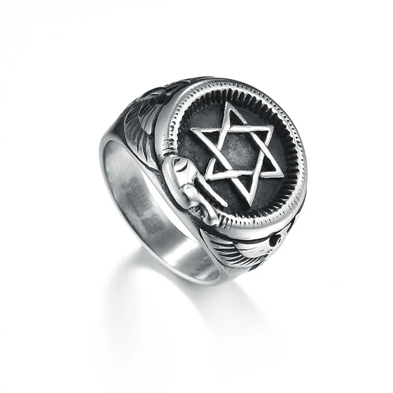 Кольцо Lidavi Magen со звездой Давида для мужчин Крутое кольцо из нержавеющей стали в