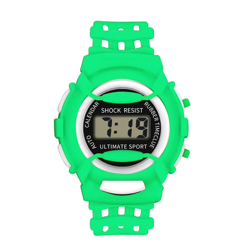 Нежный Детский светодиодный цифровой часы для девочек модные электронные спортивные студенческие Детские часы Детские Водонепроницаемые наручные часы Новинка А4 - Цвет: Зеленый