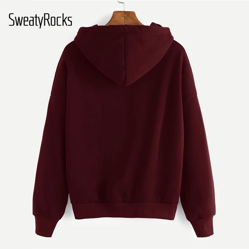 SweatyRocks الصلبة عارضة قطرة الكتف الغريبة طباعة هوديي طويلة الأكمام البلوفرات 2018 الخريف الشتاء نشط ارتداء النساء بلوزات SweatyRocks الصلبة عارضة قطرة الكتف الغريبة طباعة هوديي طويلة الأكمام البلوفرات 2018 الخريف الشتاء نشط ارتداء النساء بلوزات