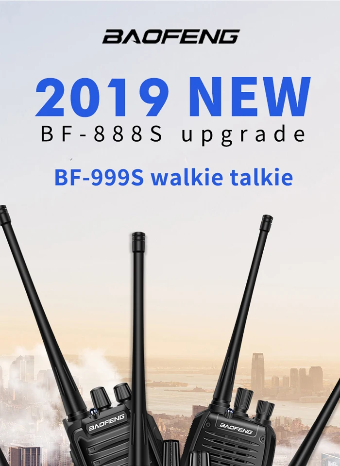 2 шт./лот BAOFENG 999S plus Walkie talkie UHF двухстороннее радио baofeng 888s UHF 400-470 МГц 16CH портативный приемопередатчик с наушником