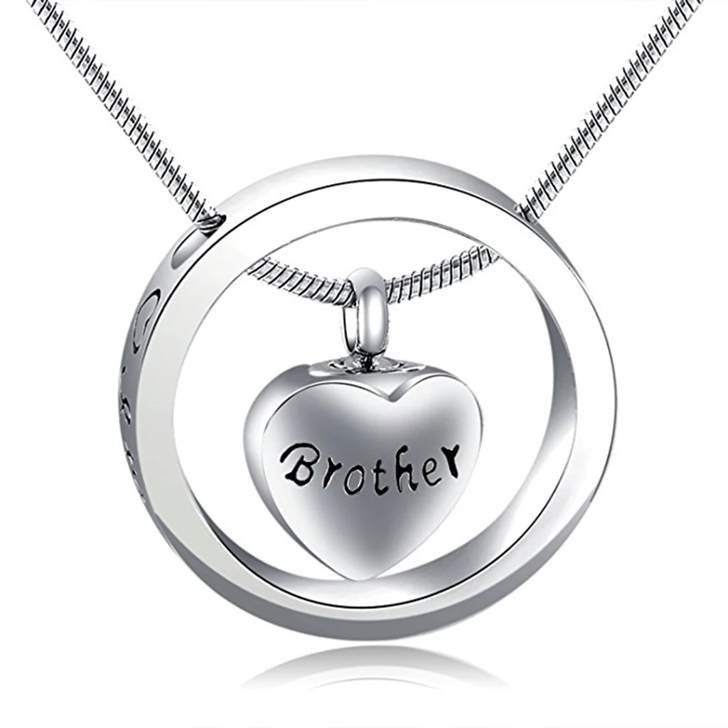 Round Loop Heart I Love You to the Moon and Back Stainless Steel Urn Pendant Memorial Keepsake Jewelry
