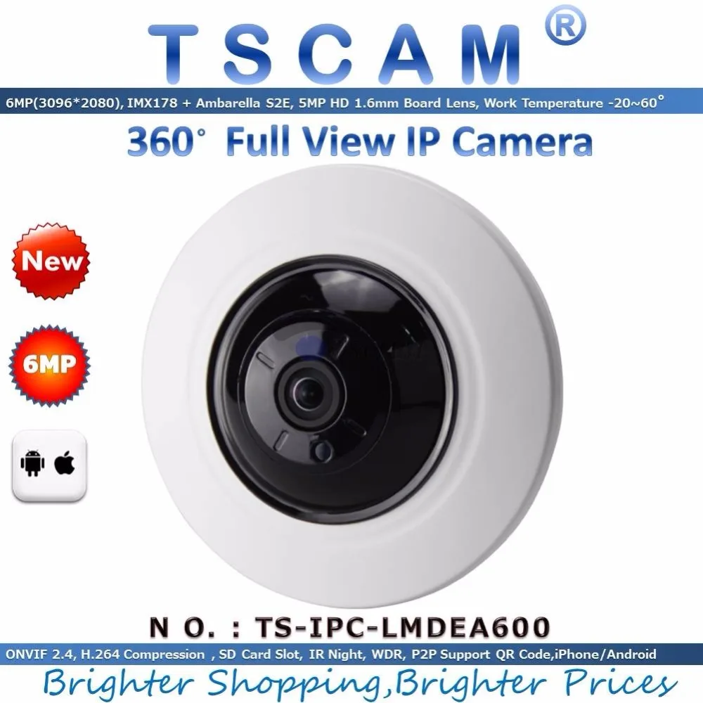 TSCAM 2016 new IPC LMDEA600 360Degree 6MP Full View Fisheye IP Camera Support POE SD Card