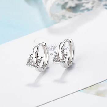 

Sole Memory Openwork Geometric Square Circle Zircon Exquisite 925 Sterling Silver Fashion Female Dangle Earrings SEA521