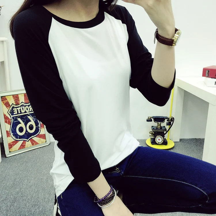 كلاسيكي إمرأة t قميص راجلان كم طويل المرقعة المحملة camisetas femininas روبا موهير قمم الفتيات فضفاضة عارضة قميص B9WR كلاسيكي إمرأة t قميص راجلان كم طويل المرقعة المحملة camisetas femininas روبا موهير قمم الفتيات فضفاضة عارضة قميص B9WR