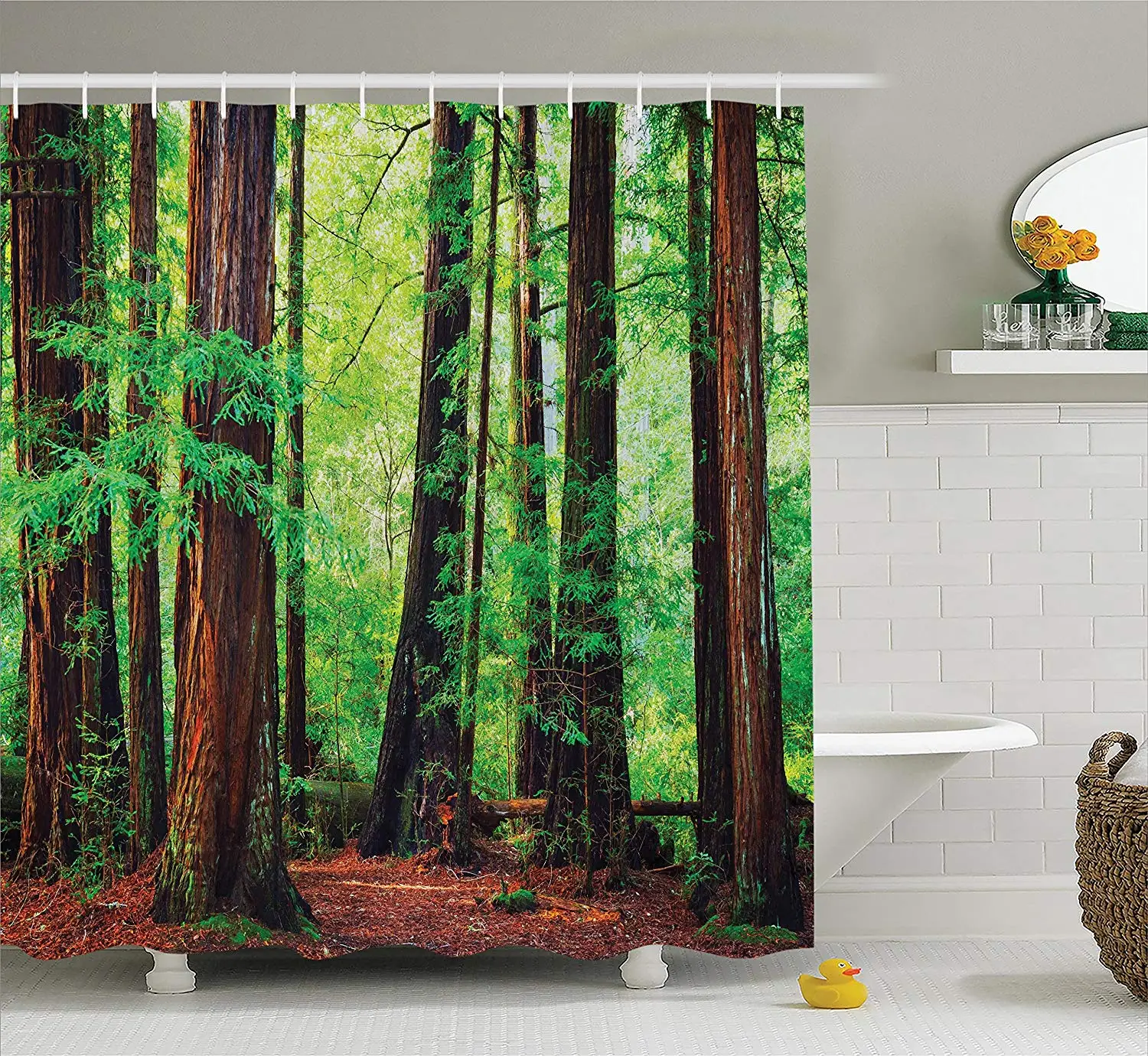 Woodsy Shower Curtain Redwood Trees Northwest Rain Forest Tropical