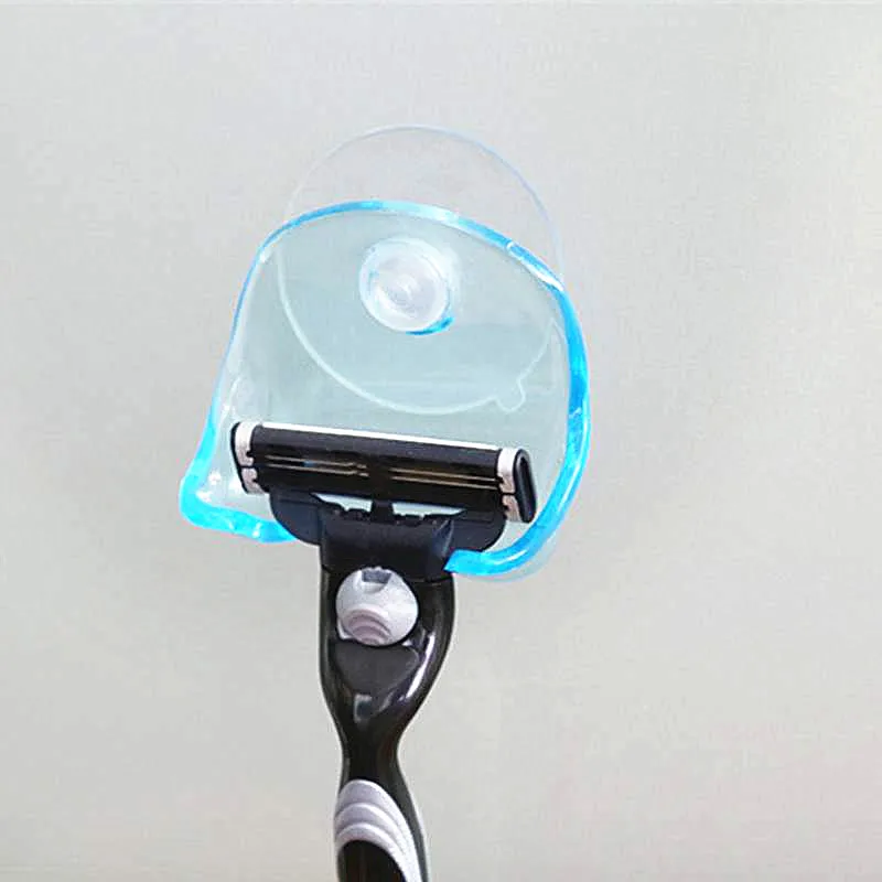

XUNZHE Clear Blue 5*5.3cm Plastic Super Suction Cup Razor Rack Bathroom Razor Holder Suction Cup Shaver bathroom accessories