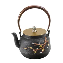 1.2L литой железный чайник ручная роспись цветок сливы Орхидея японский кунг-фу креативный чайник, посуда