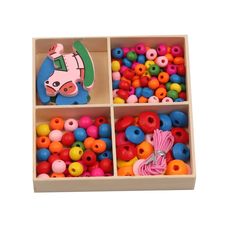 1 коробка разноцветные бусины из натурального дерева для изготовления ювелирных изделий подходят DIY Детские ожерелья браслеты ручной работы детские игрушки ремесла - Цвет: 7