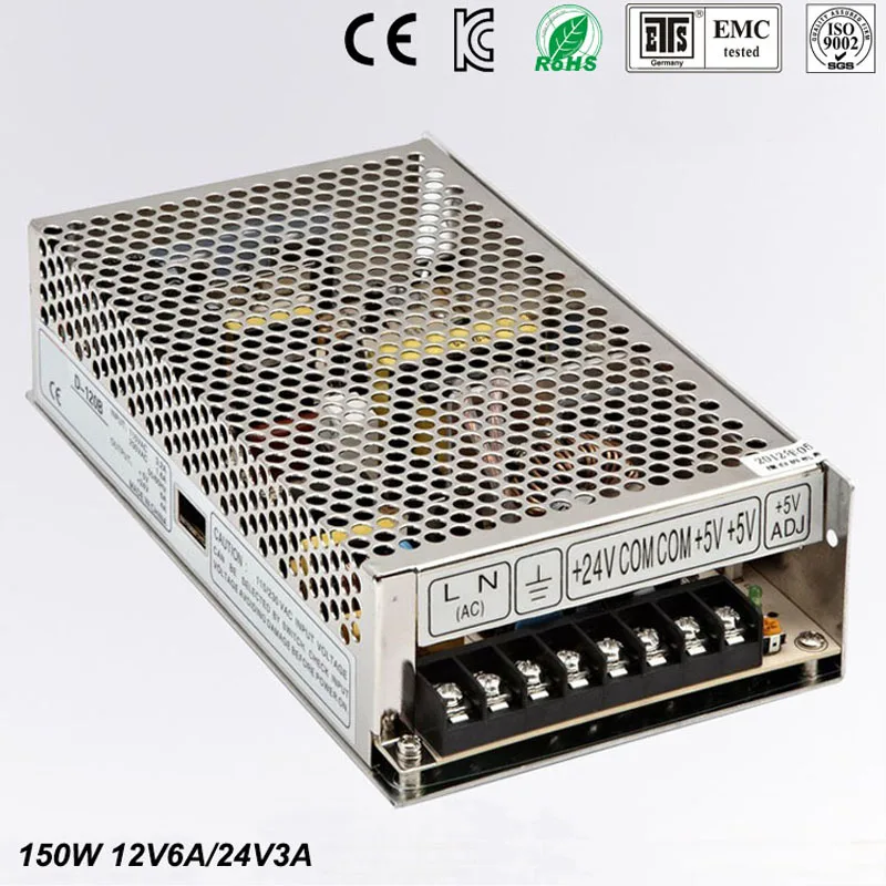 Best quality double sortie12V 24V 150W Switching Power Supply Driver for LED Strip AC 100-240V Input to DC 5V 24V free shipping Best quality double sortie12V 24V 150W Switching Power Supply Driver for LED Strip AC 100-240V Input to DC 5V 24V free shipping
