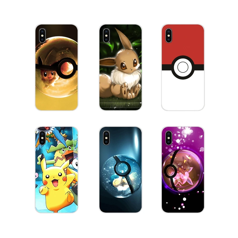 

For Apple iPhone X XR XS MAX 4 4S 5 5S 5C SE 6 6S 7 8 Plus ipod touch 5 6 Accessories Cases Covers Pokemons Guide Eevee Pokeball