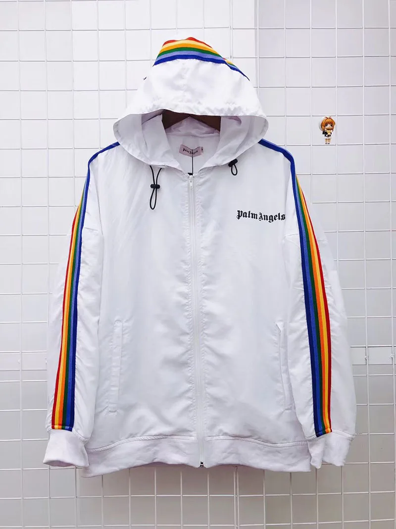

The New Palm Angels High Quality Jacket Autumn Winter Black and white Palm Angels Colored edge Sportswear Joggers Jacket