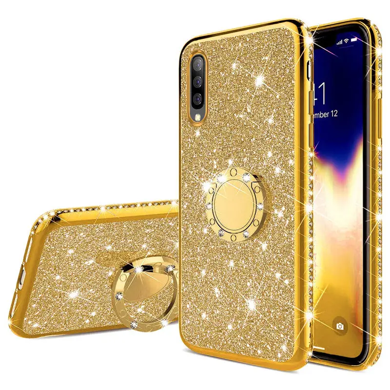 Diamond Bling Glitter Soft TPU Case Cover on sfor Samsung A30 A20 A10 A50 A70 M20 A6 A8 A7 2018 Magnetic Finger Ring Stand Coque (8)