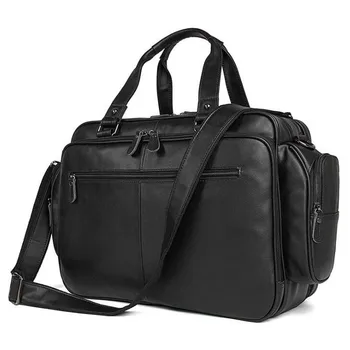 

100% Natural Leather Shoulder Bag Briefcase Top Quality Muli Function Big 16" Laptop Business Hand Tote Man Travel Shoulder Bags