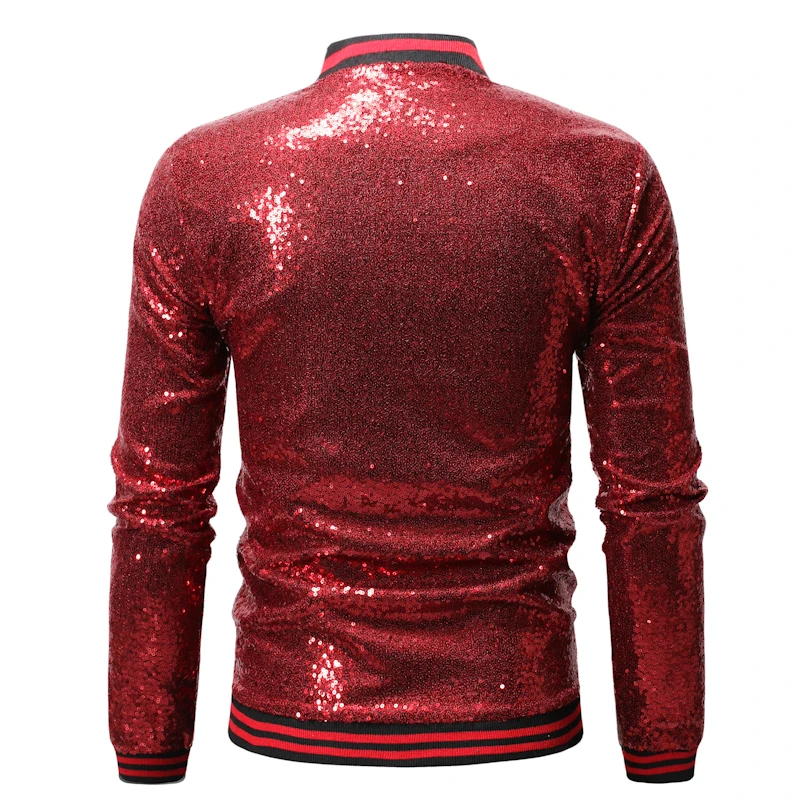 Black Sequin Baseball Varsity Jacket Men 2019 Brand New Mens Hip Hop Streetwear Jackets and Coats Stage Prom Clothes for Singers
