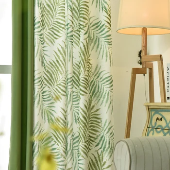 

Tropical Plam/Fern Leaf Green Blackout Curtains for Living Room Bedroom Window Door Kitchen Home Decorative Curtains Drapes