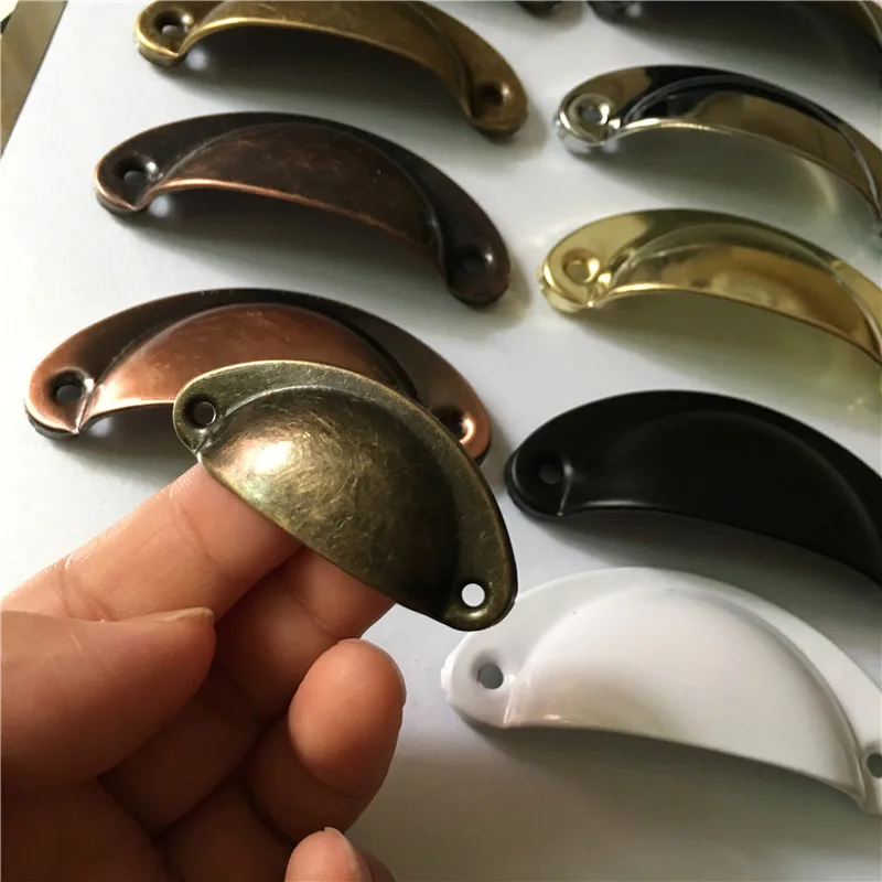 2Pcs Retro Metal Kitchen Drawer Cabinet Door Handle Furniture Knobs Hardware Cupboard Antique Iron Shell Pull Handles