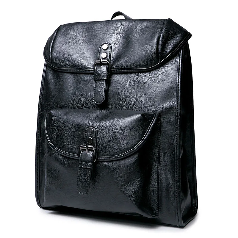 

Black Large capacity Travel Laptop Backpack mochila Men's Leather Backpack Schoolbag Vintage Solid Leather Backpack for men