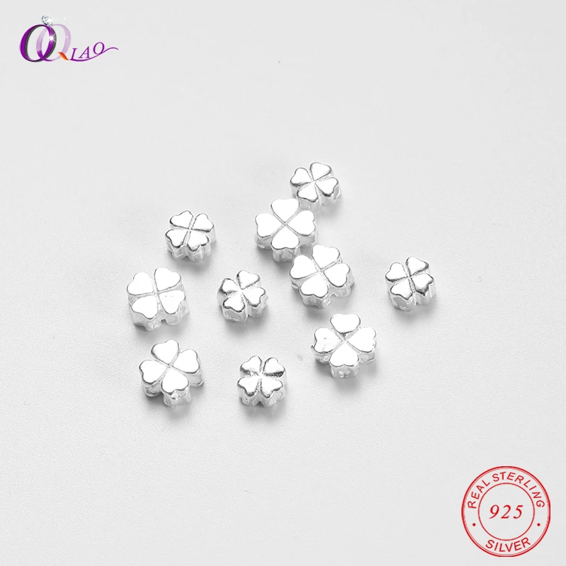 

1PCS 5MM 6MM 925 sterling silver Beads Four Leaf Clover beads Loose Spacer silver Beads bracelet Necklace Jewelry Making DIY