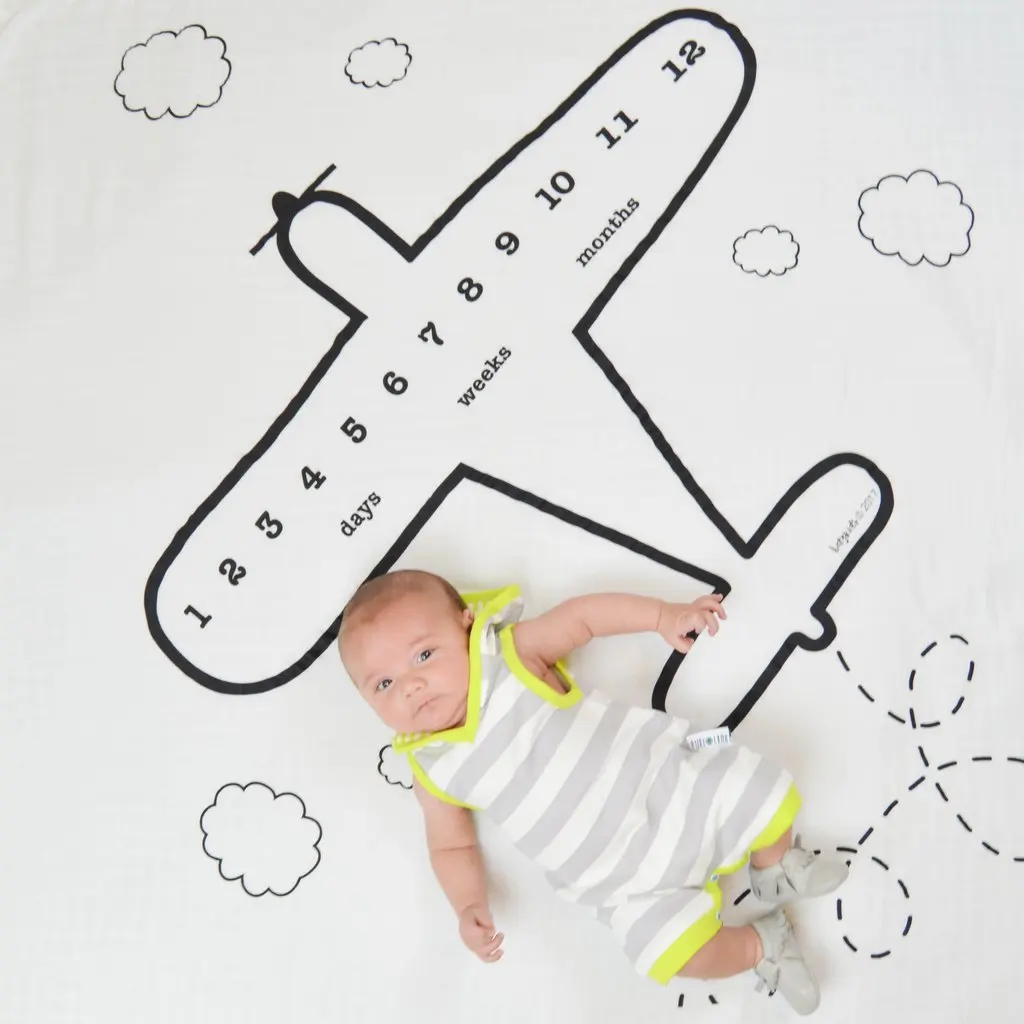 Хлопковое одеяло для фотосъемки новорожденных муслин ежемесячный рост веха цифры реквизит коляска Чехлы для фотографий фон 100 см