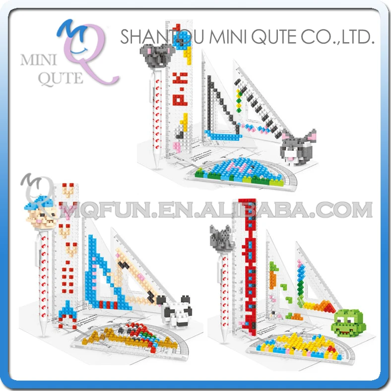 

Full Set 3pcs/lot Mini Qute WISE HAWK kawaii cartoon ruler pen Stationery damond plastic building blocks bricks educational toy