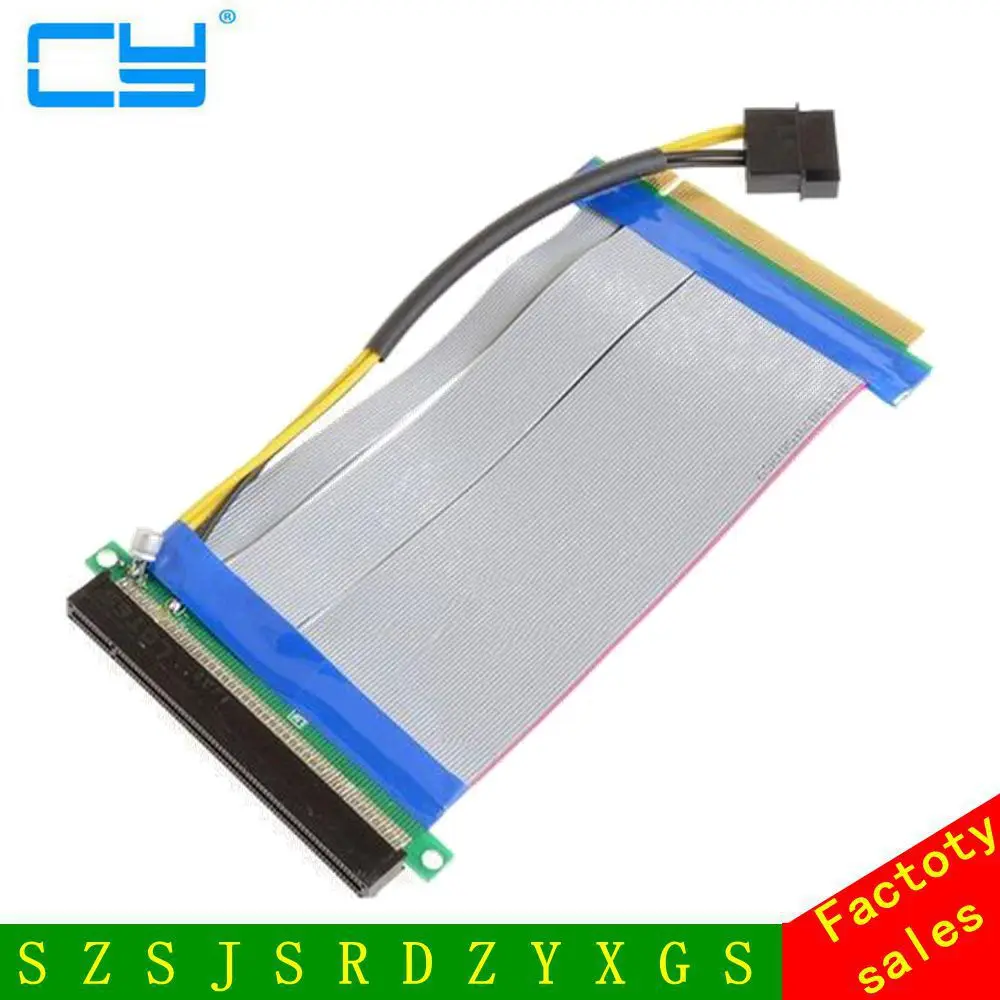 

Riser PCI-E x16 pcie pci Express 16X to 16x Riser Extender Card with Molex IDE Power & Ribbon Cable adapter 20cm